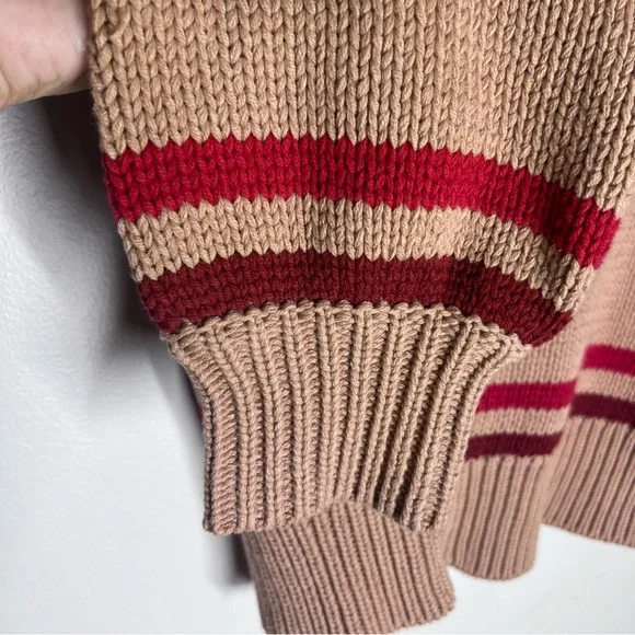 NEW The Great. The Ranch Cardigan Zip Sweater Nude Red Sz 1 S - Picture 7 of 11